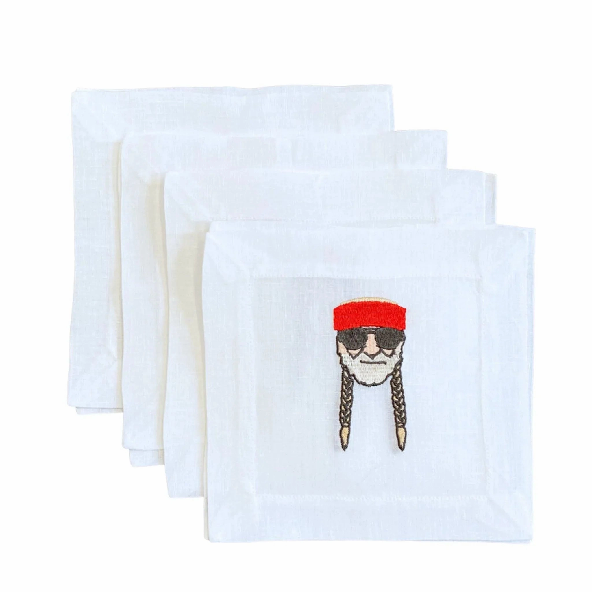 Embroidered Willie Cocktail Napkins mini desktop sculpture