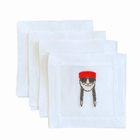 Embroidered Willie Cocktail Napkins cute desktop display