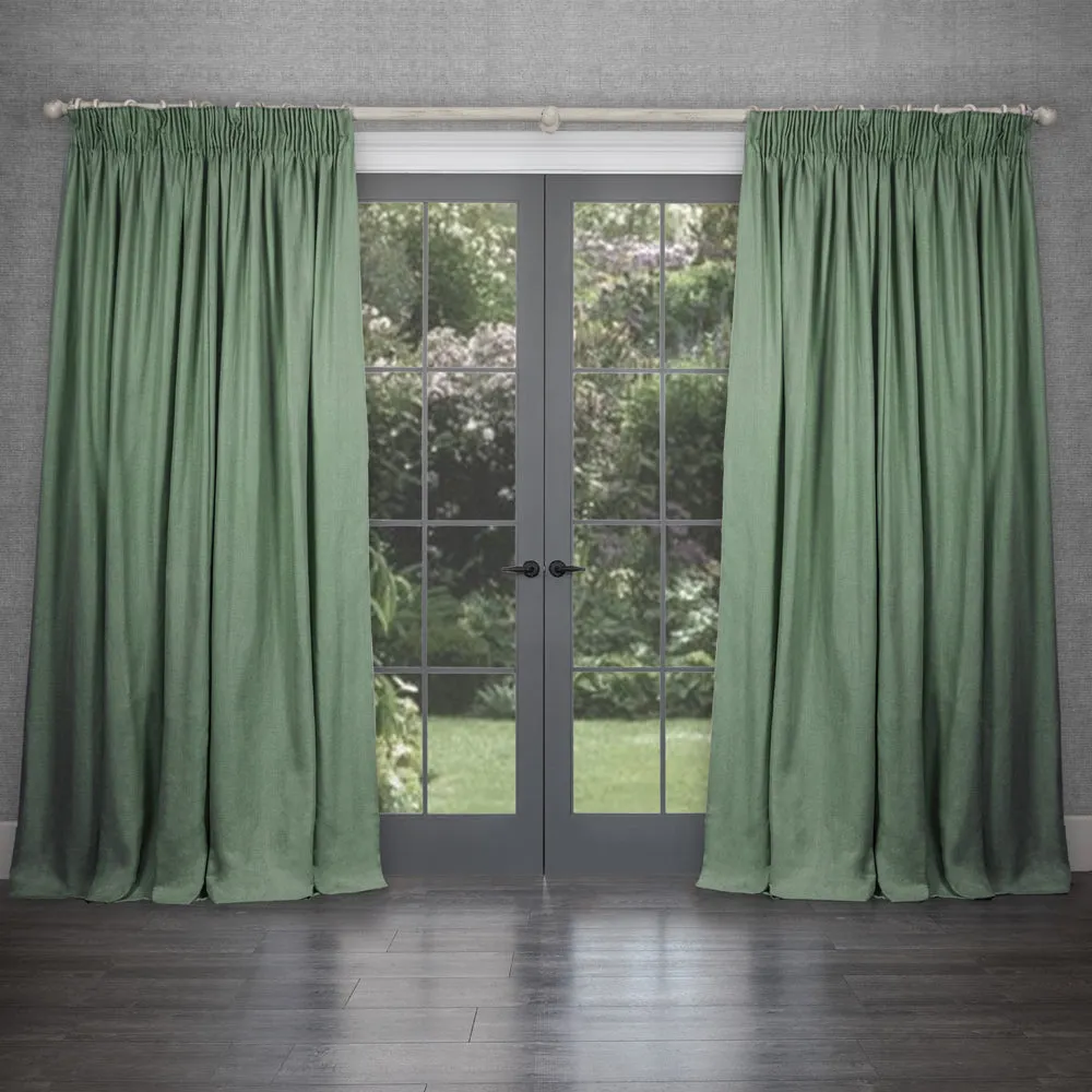 Emilio Woven Pencil Pleat Curtains Clover
