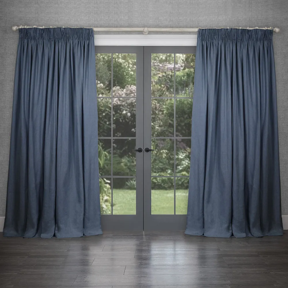 Emilio Woven Pencil Pleat Curtains Storm