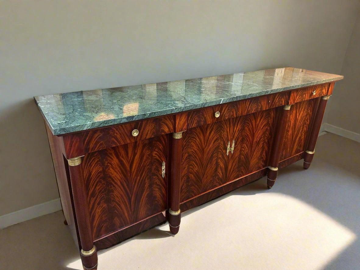 EMPIRE GREEN MARBLE TOP MAHOGANY SIDEBOARD AS FOUND artistic wall mural