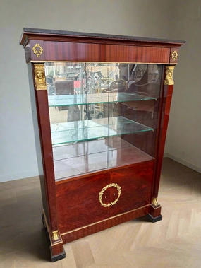EMPIRE MAHOGANY CHINA CABINET WITH BRONZE DETAIL artistic wall mural
