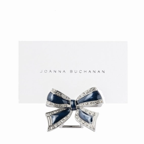 Enamel Bow Placecard Holders, Navy, Set of Four cute desktop display