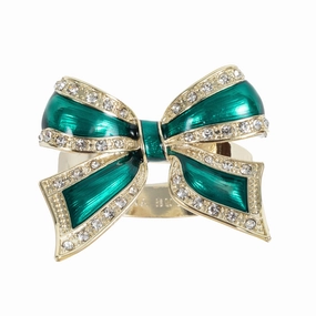 Enamel Bow Skinny Napkin Rings, Green, Set of Four mini desktop sculpture