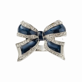 Enamel Bow Skinny Napkin Rings, Navy, Set of Four cute desktop display