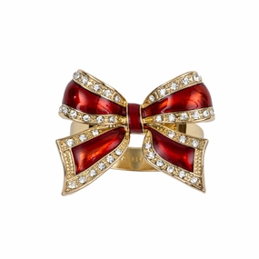 Enamel Bow Skinny Napkin Rings, Red, Set of Four cute desktop display