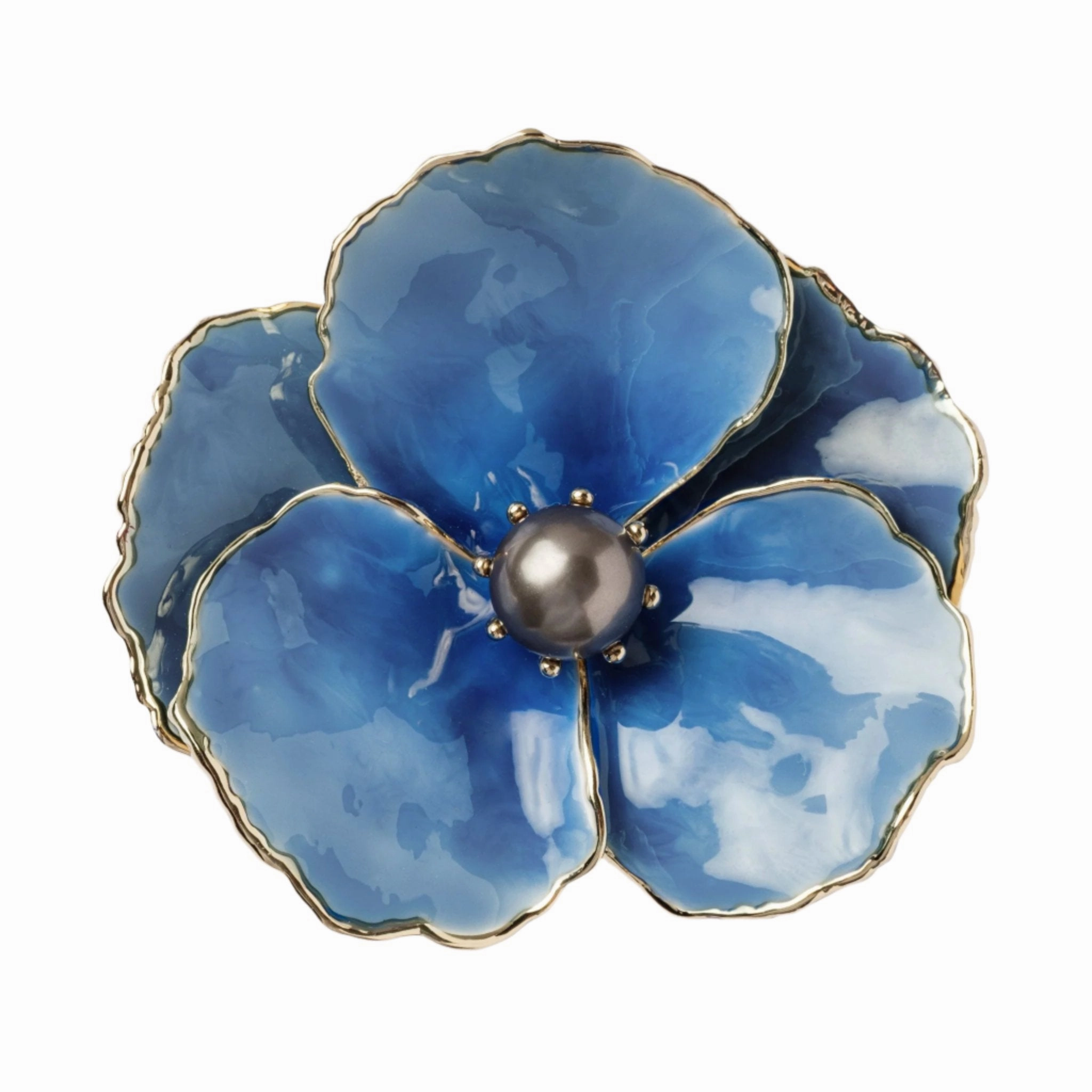 Enamel Flower Napkin Rings, Blue, Set of Four