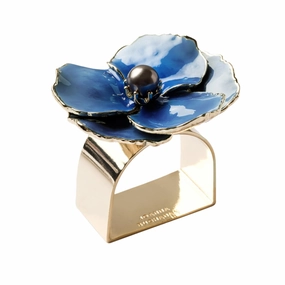 Enamel Flower Napkin Rings, Blue, Set of Four cute desktop display