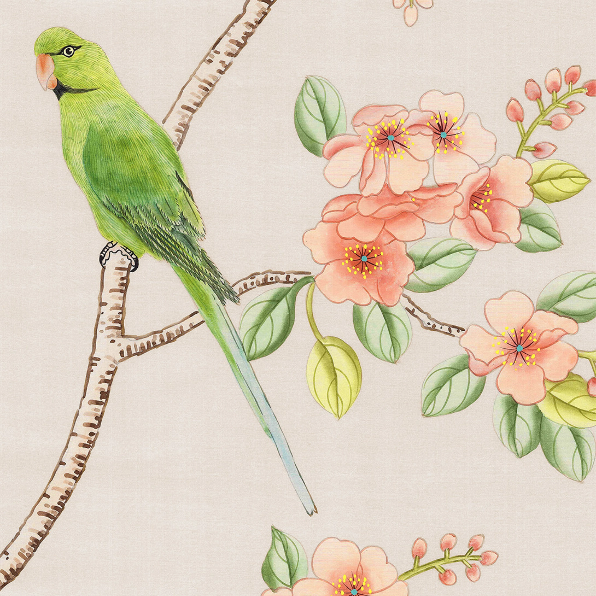 Enchanted Garden Mural Wallpaper Panels in Blush