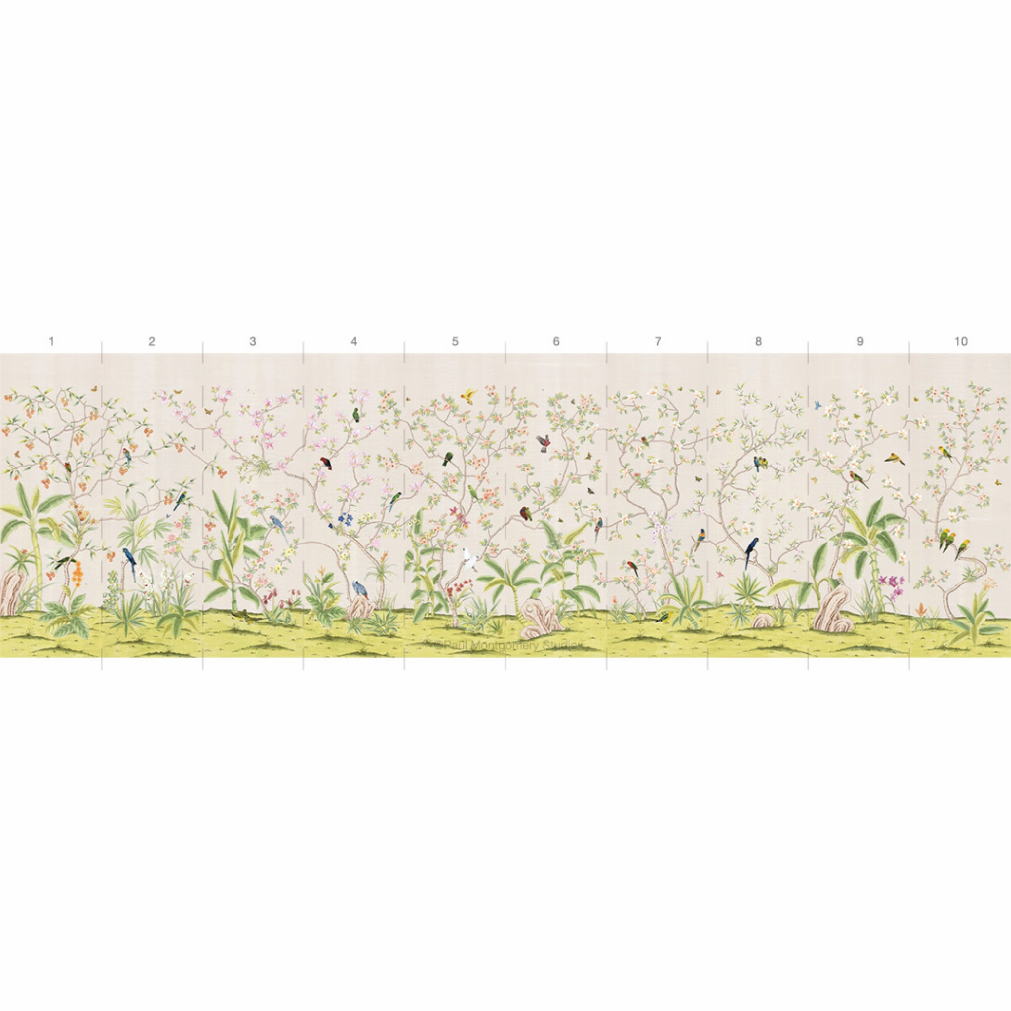 Enchanted Garden Mural Wallpaper Panels in Blush