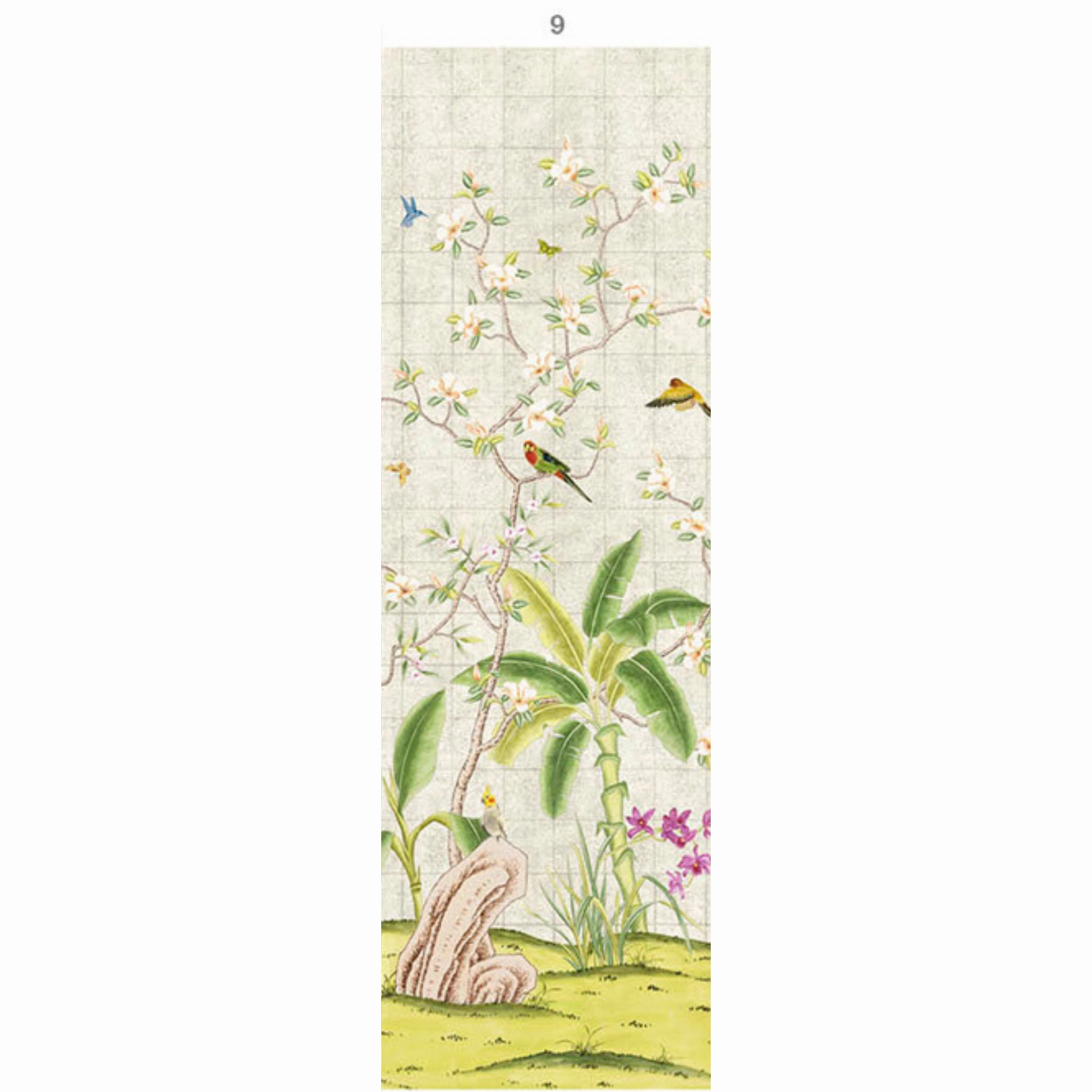Enchanted Garden Mural Wallpaper Panels in Silver