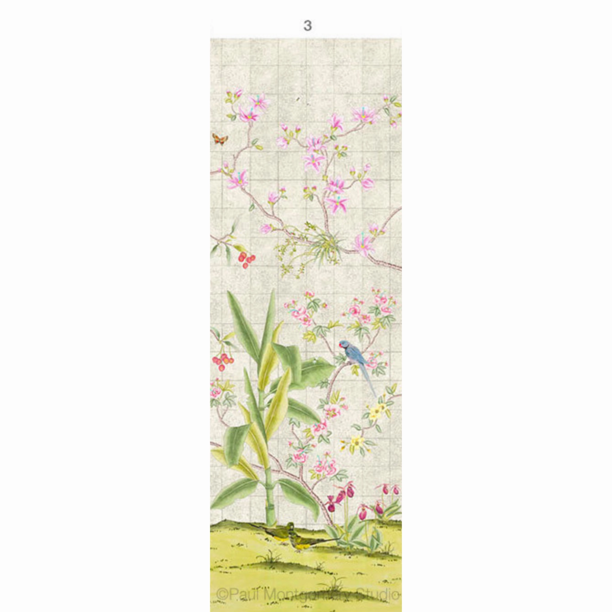Enchanted Garden Mural Wallpaper Panels in Silver