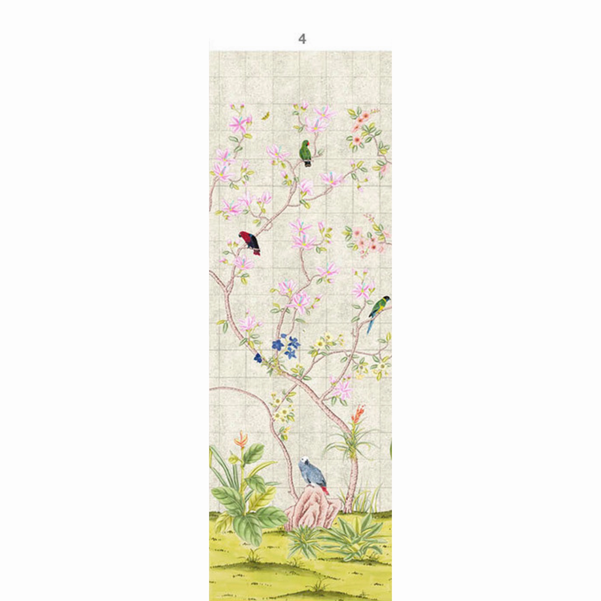 Enchanted Garden Mural Wallpaper Panels in Silver