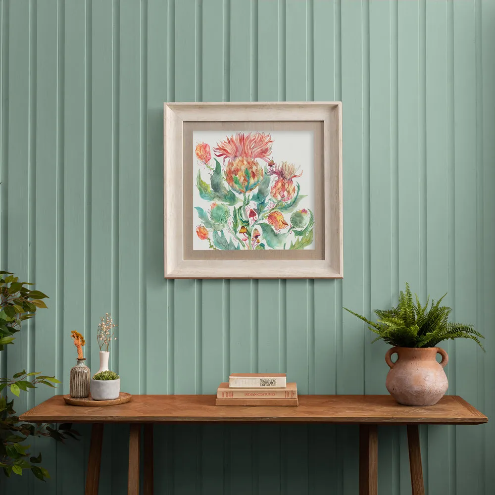 Enchanting Thistle Framed Print Birch/Marigold