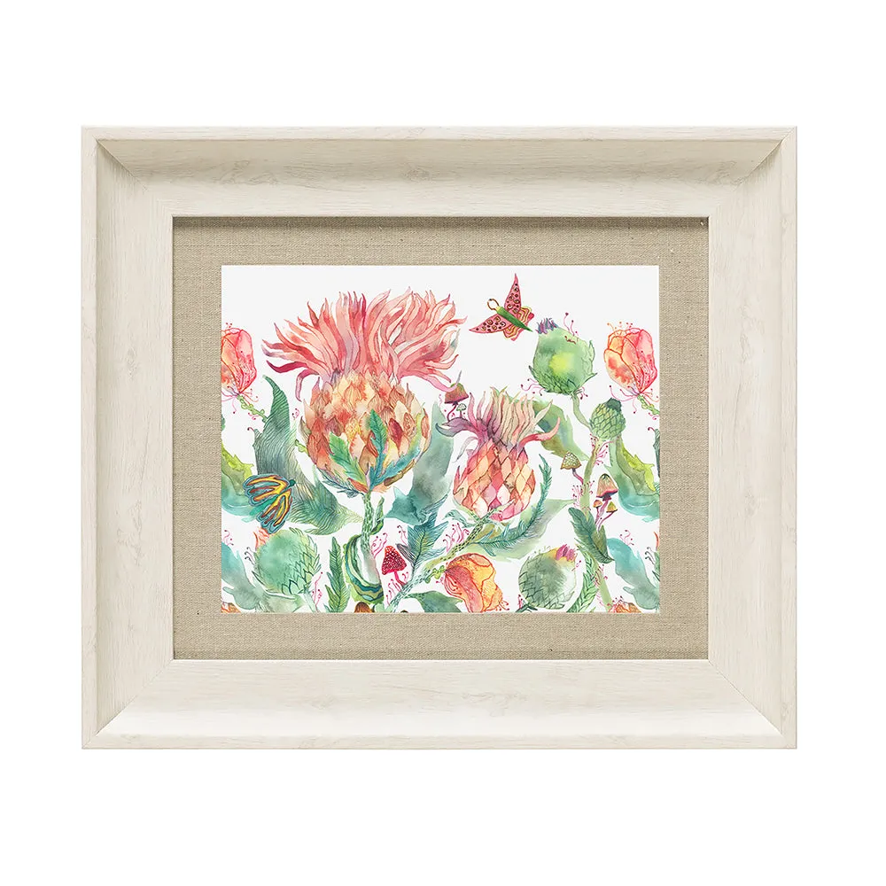 Enchanting Thistle Framed Print Birch/Marigold