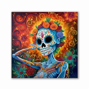 Enchanting Sugarskull Lady by Natale Palazzo framed mural artwork