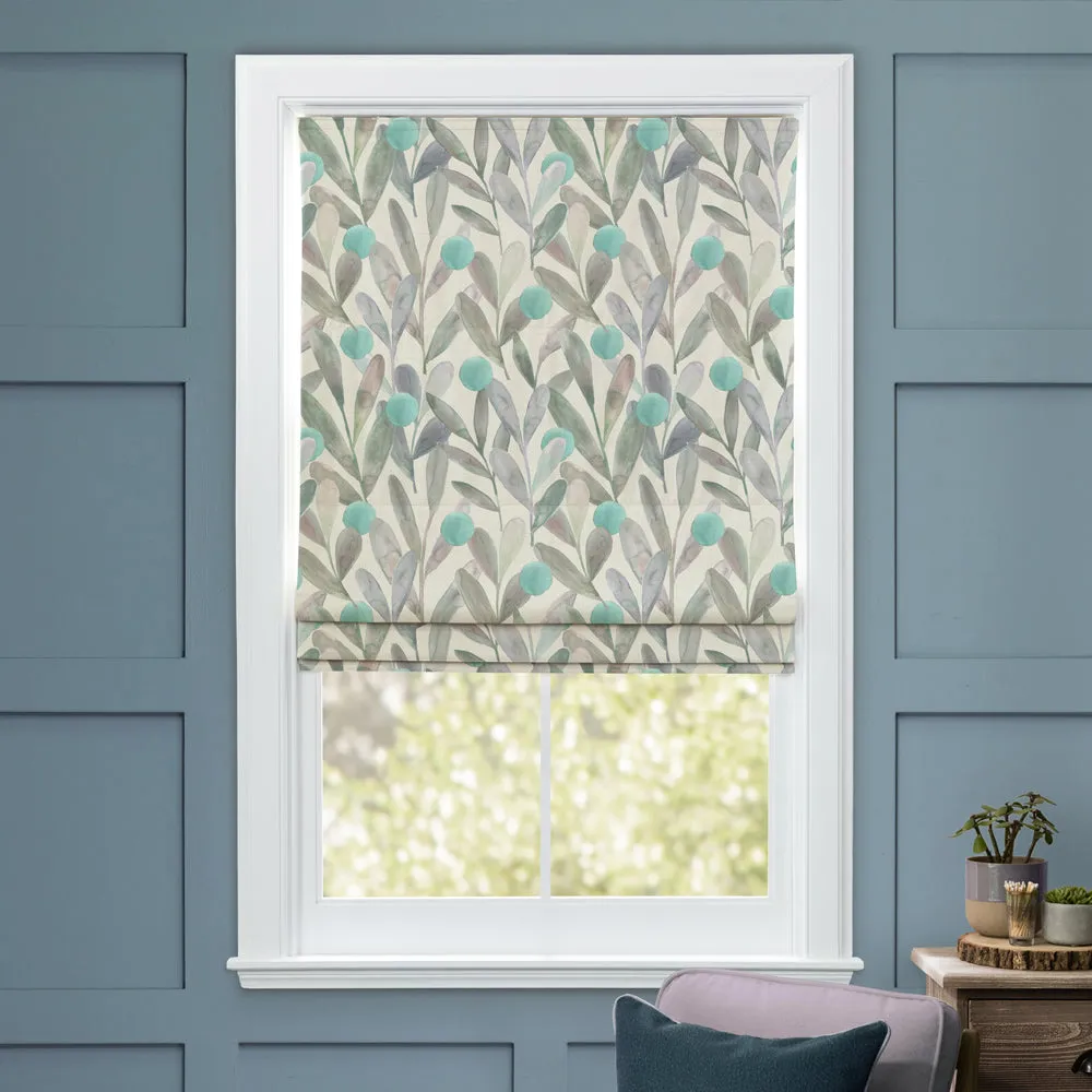 Enso Printed Cotton Made to Measure Roman Blinds Aqua