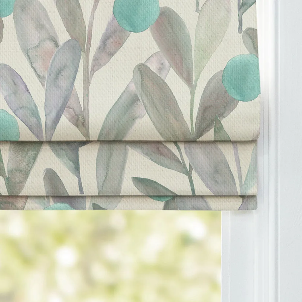 Enso Printed Cotton Made to Measure Roman Blinds Aqua