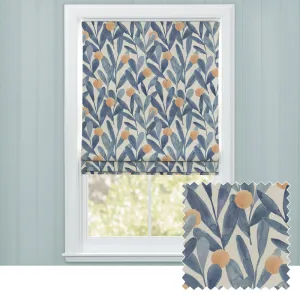 Enso Printed Cotton Made to Measure Roman Blinds Cobalt chic floor carpet  