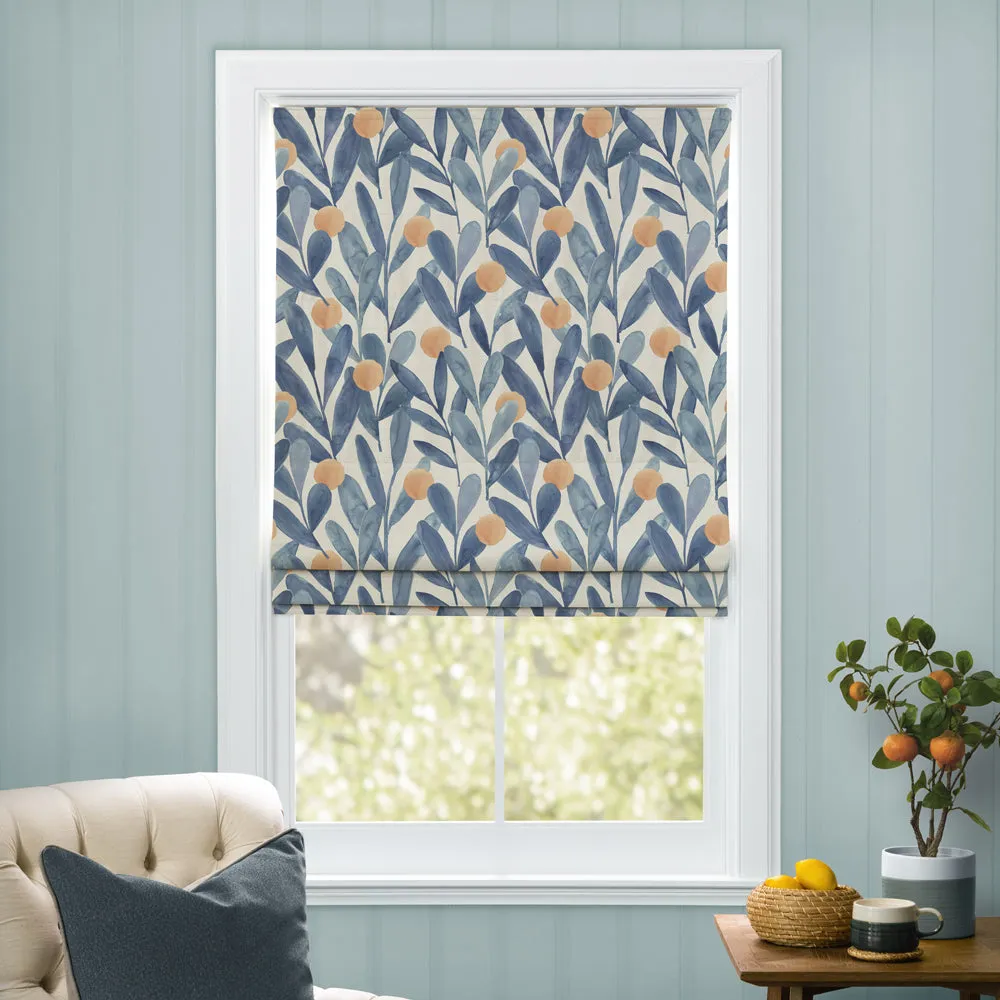 Enso Printed Cotton Made to Measure Roman Blinds Cobalt
