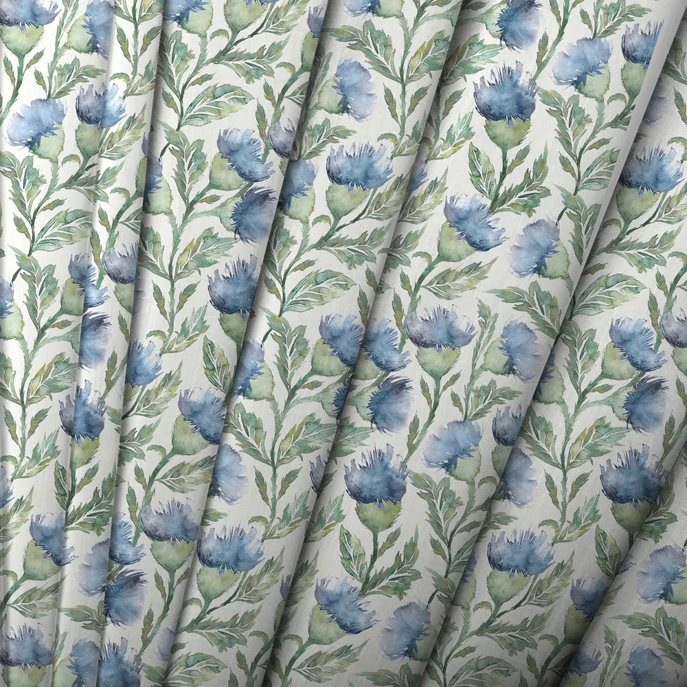 Ettrick Printed Cotton Made to Measure Roman Blinds Bluebell Cream