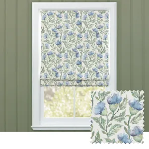 Ettrick Printed Cotton Made to Measure Roman Blinds Bluebell Cream chic floor carpet  