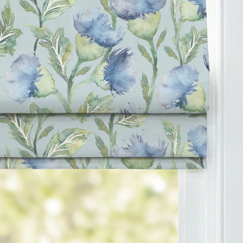 Ettrick Printed Cotton Made to Measure Roman Blinds Bluebell