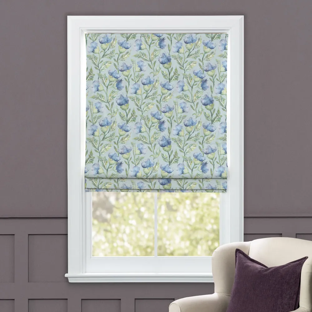 Ettrick Printed Cotton Made to Measure Roman Blinds Bluebell