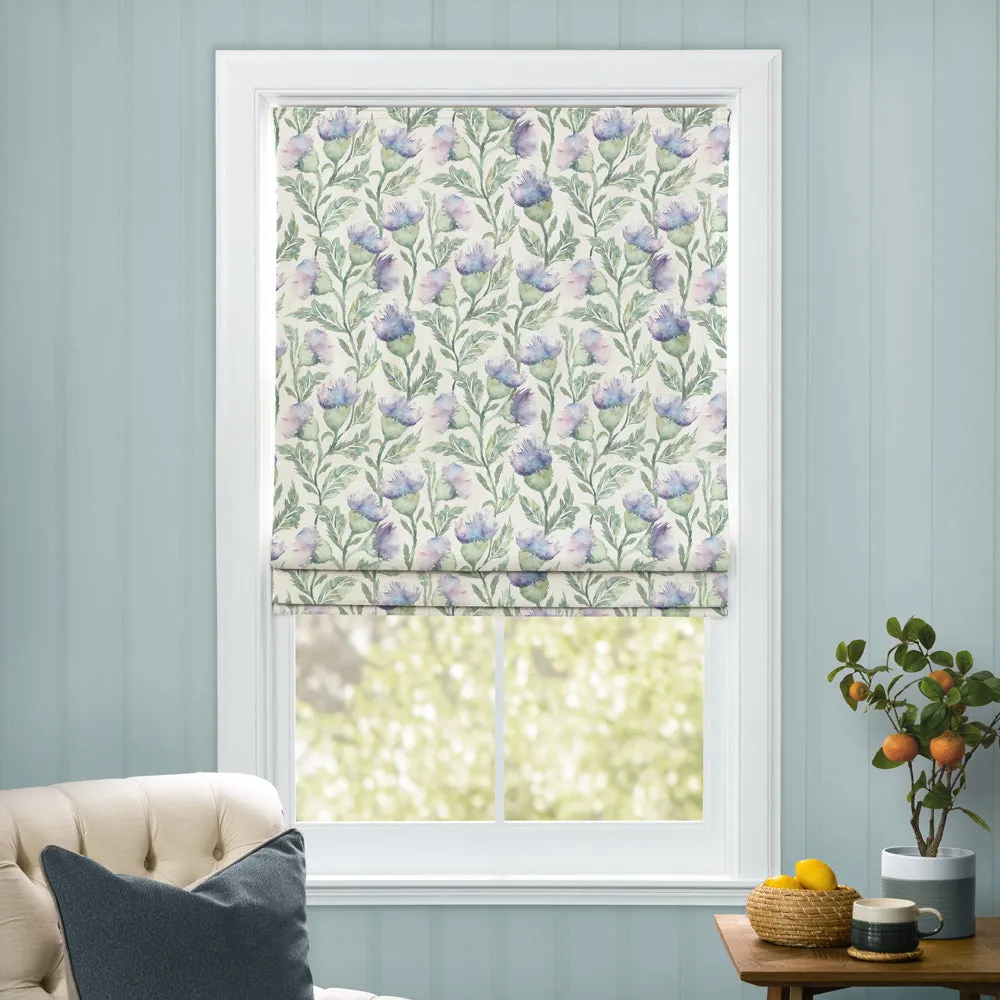 Ettrick Printed Cotton Made to Measure Roman Blinds Heather Cream