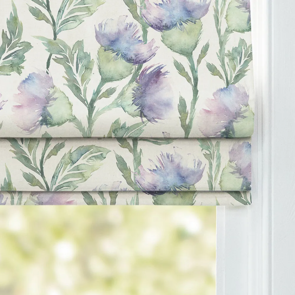 Ettrick Printed Cotton Made to Measure Roman Blinds Heather Cream
