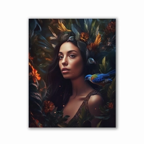 Exotic Brunette Woman by Zenzdesign framed mural artwork