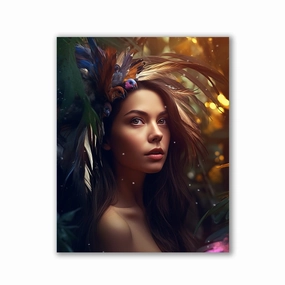 Exotic Feather Woman by Zenzdesign framed mural artwork