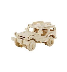 Explorer Jeep DIY 3D Wooden Puzzle, Natural, 2-3/4-Inch wooden room decoration