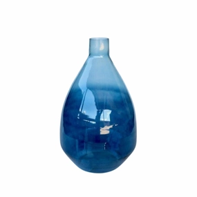 Extra large blue ombre glass vase 50X30cm decorative home ornament
