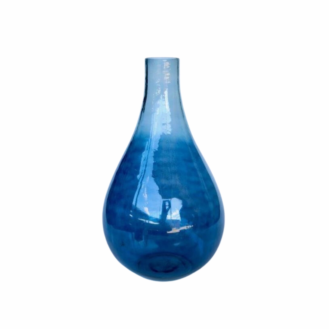 Extra large blue ombre glass vase 52X29cm decorative home ornament