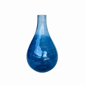Extra large blue ombre glass vase 52X29cm decorative home ornament