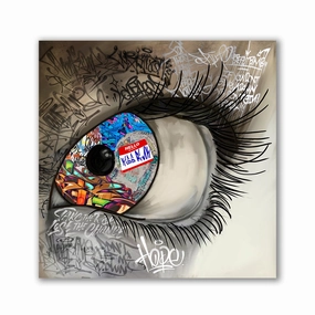 Eye of an artist by Kiss Pink framed mural artwork