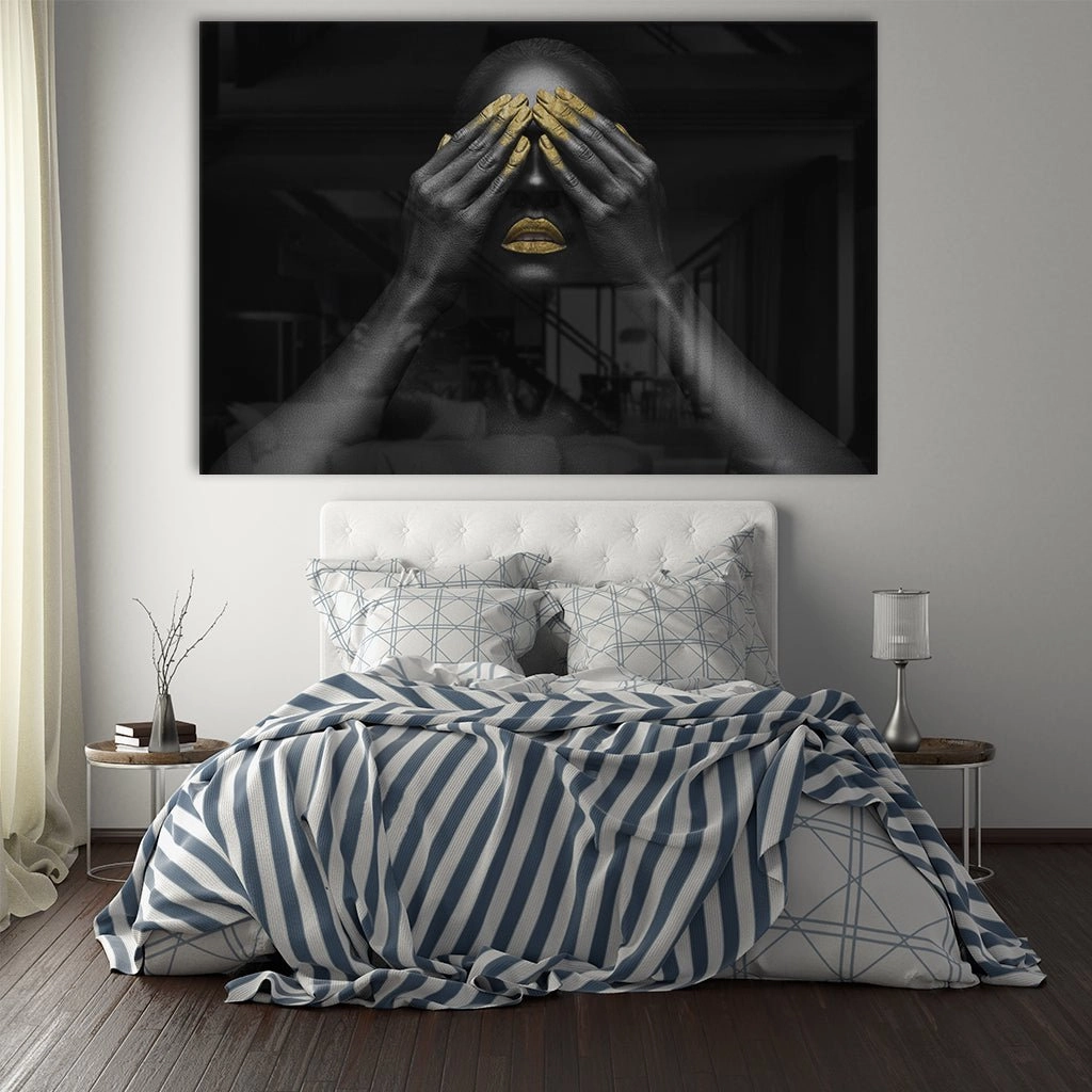 Eyes Closed Gold on Acrylic