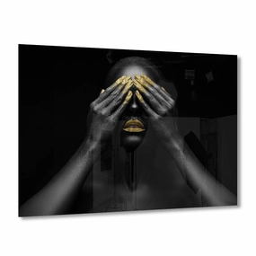 Eyes Closed Gold on Acrylic framed mural artwork
