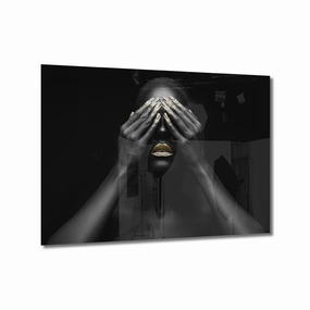 Eyes Closed Silver on Acrylic framed mural artwork
