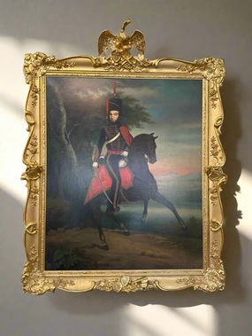 FABULOUS FRAMED OIL PAINTING OF A GENERAL ON HORSE BACK artistic wall mural