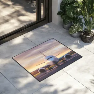 Face to Face with Boeing 737-800 During Sunset Designed Door Mats door entrance rug