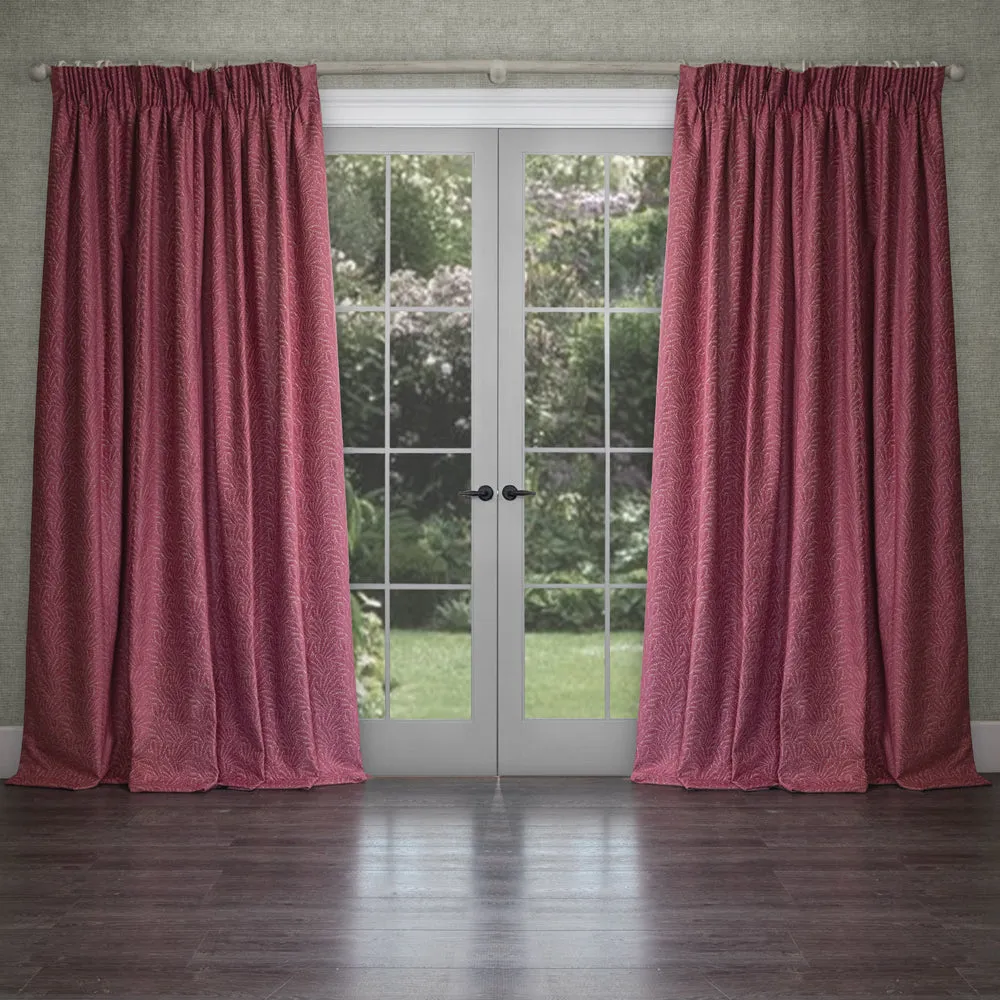 Farley Woven Chenille Pencil Pleat Curtains Peony