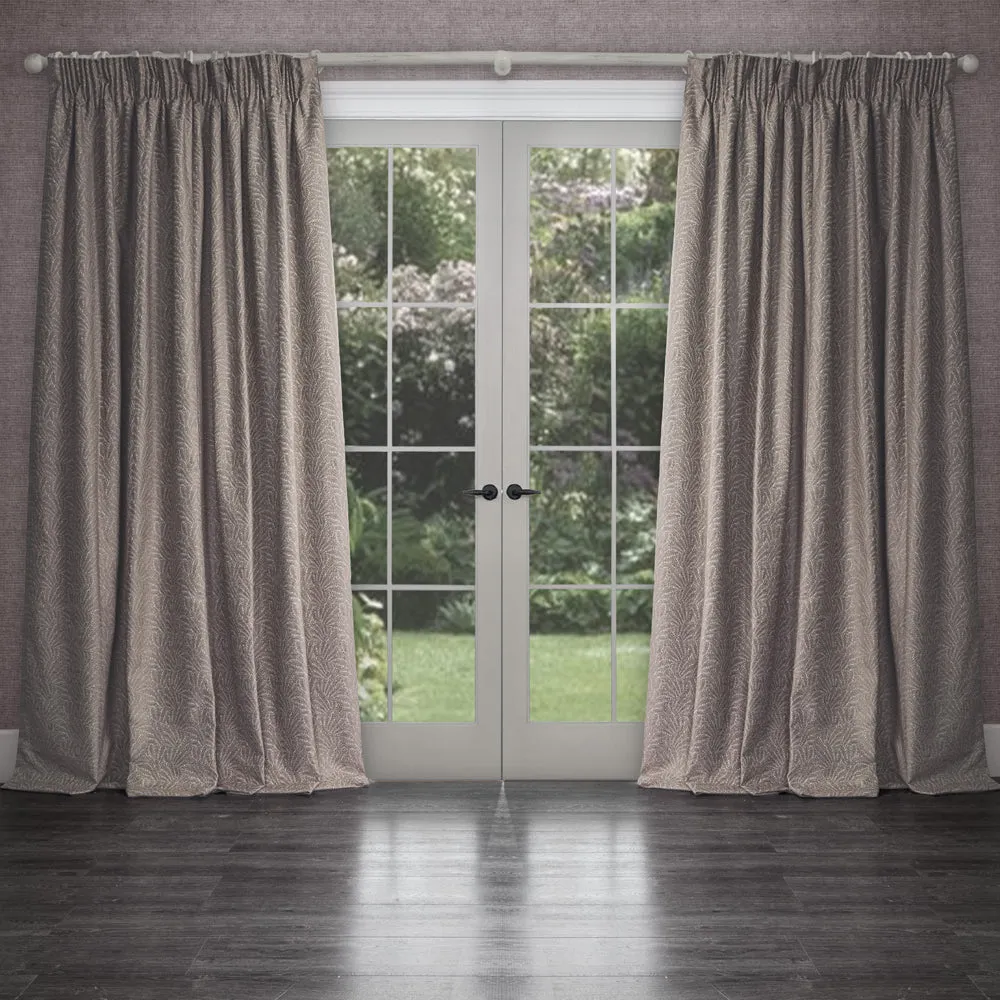 Farley Woven Chenille Pencil Pleat Curtains Truffle