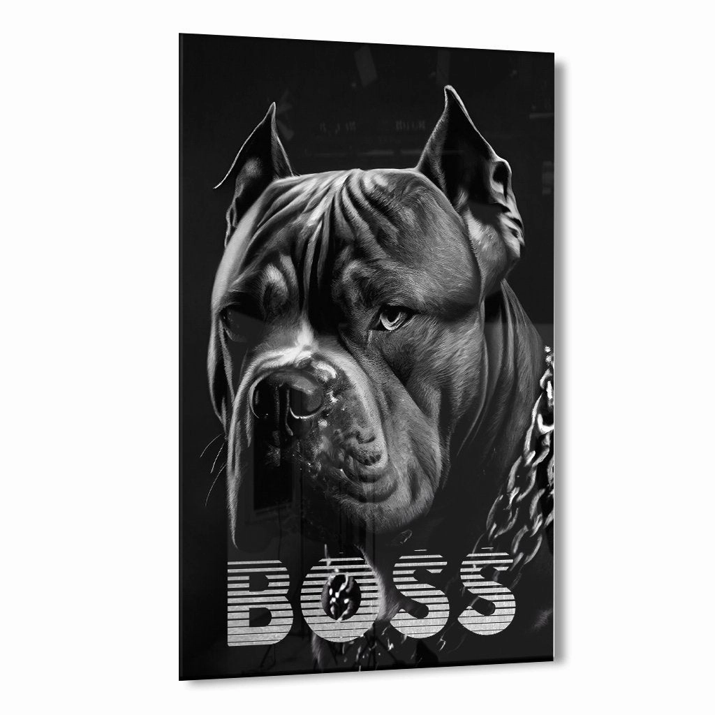 Fearless Boss by Adrian Vieriu Silver on Acrylic framed mural artwork