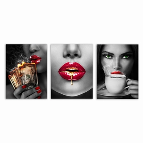 Female - Triptych by David Drake framed mural artwork