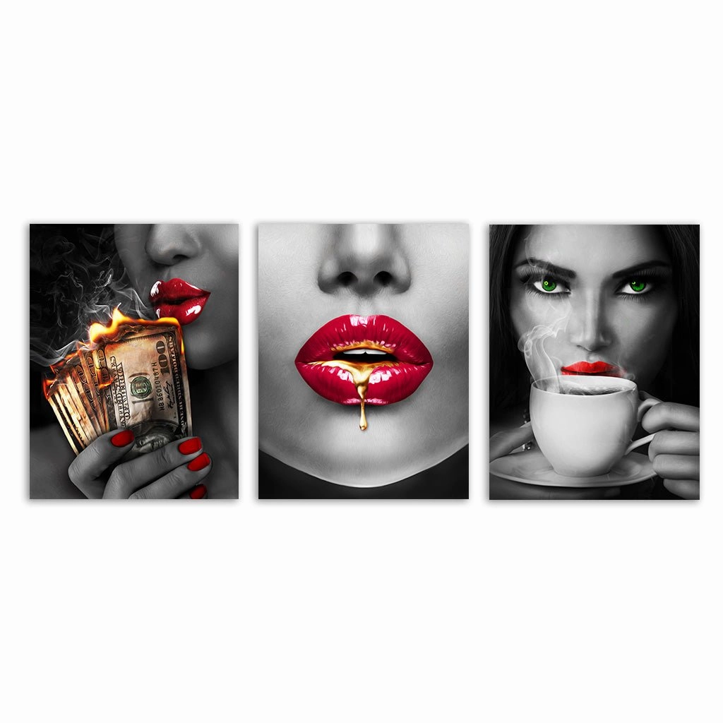 Female - Triptych by David Drake framed mural artwork