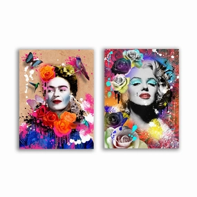 Female Idols - Duo by Frank Amoruso framed mural artwork