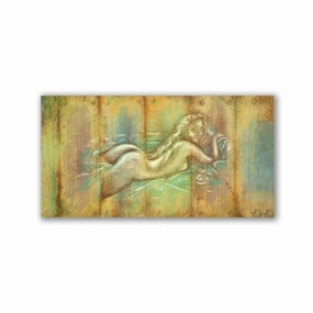 Female nude in bed by Christian Amelung framed mural artwork