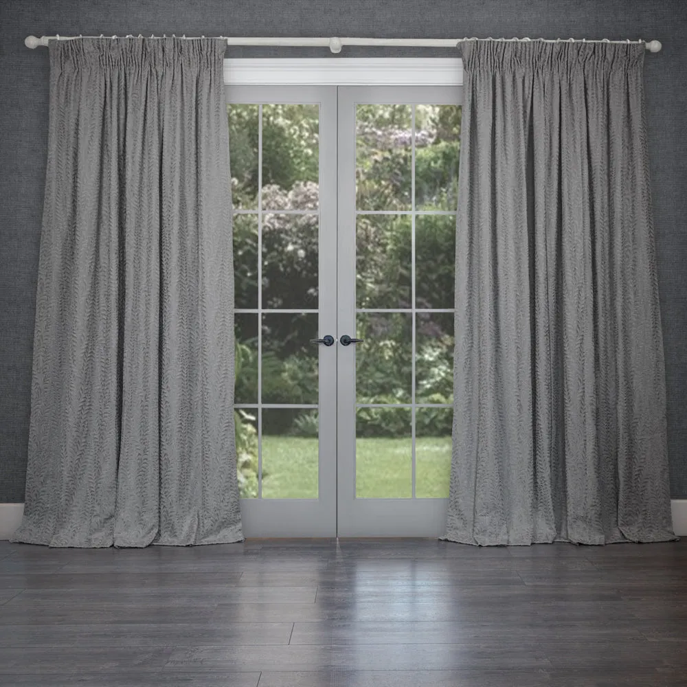 Fernbank Embroidered Pencil Pleat Curtains Dove